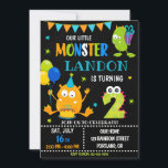 Little monster birthday invitation for boy<br><div class="desc">Monster birthday invitation for boy Little monster invitation Monster bash party invite. This template includes all 0-9 monster digits for the age, just click "Click to customise further" link and choose the age. Also there are 1-5 years old templates are listed for boy and girl birthday. This cute pastel colours...</div>