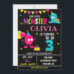 Little monster birthday invitation for girl<br><div class="desc">Monster birthday invitation for girl Little monster invitation Monster bash party invite. This template includes all 0-9 monster digits for the age, just click "Click to customise further" link and choose the age. Also there are 1-5 years old templates are listed for boy and girl birthday. This cute pastel colours...</div>