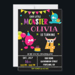 Little monster birthday invitation for girl<br><div class="desc">Monster birthday invitation for girl Little monster invitation Monster bash party invite. This template includes all 0-9 monster digits for the age, just click "Click to customise further" link and choose the age. Also there are 1-5 years old templates are listed for boy and girl birthday. This cute pastel colours...</div>