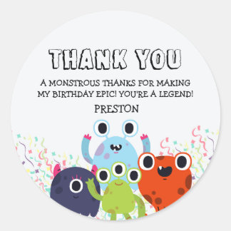 Little Monster Birthday Party for All Ages Classic Round Sticker