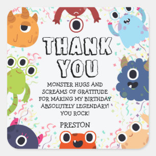 Little Monster Birthday Party for All Ages Square Sticker