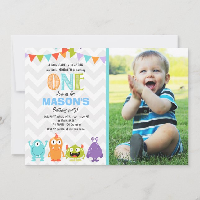 Little Monster Birthday Party Invitation (Front)