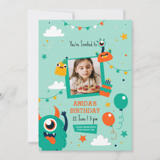 Little Monster Birthday party invitation