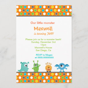Little Monster Birthday Party Invitations