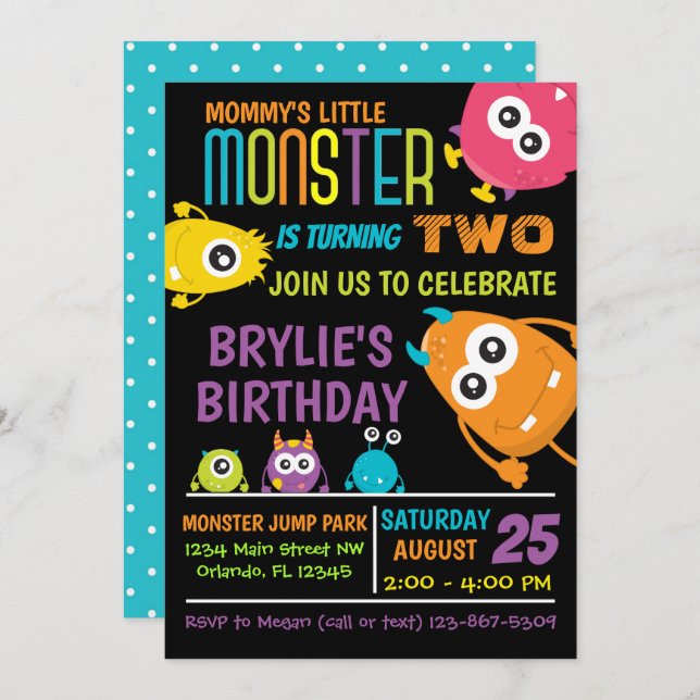 Little Monster Birthday Party Invite (Front/Back)