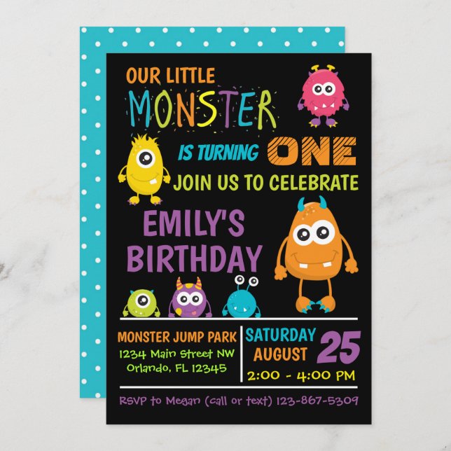Little Monster Birthday Party Invite (Front/Back)