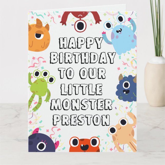 Little Monster Birthday Wishes for All Ages Card (Front)