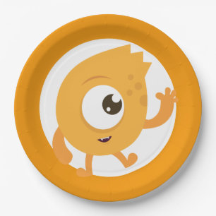 Little monster blue birthday plates