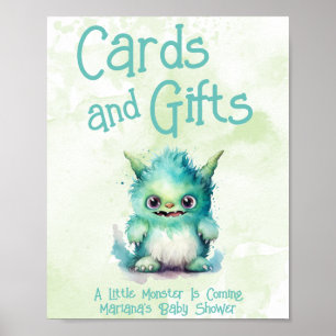 Little Monster Boy Baby Shower Cards & Gifts Poster