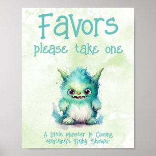 Little Monster Boy Baby Shower Favours Poster