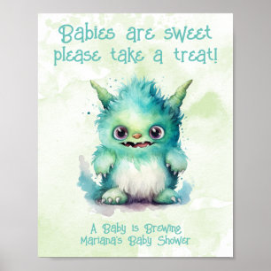 Little Monster Boy Baby Shower Treats Sign