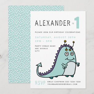 Little Monster Boys 1st Birthday Party Invitation