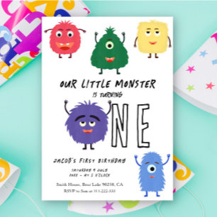 Little Monster First Birthday Party Invitation