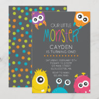 Little Monster First Birthday Party Invite