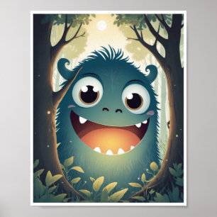 Little monster giggling woodland forest wall art