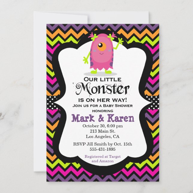 Little Monster Halloween Baby Shower Invitation (Front)
