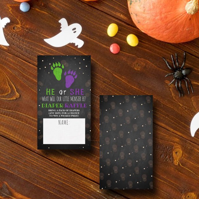 Little Monster Halloween Gender Reveal Party Enclosure Card (Creator Uploaded)