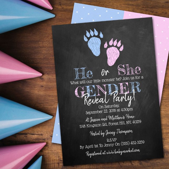 Little Monster Halloween Gender Reveal Party Invitation (Creator Uploaded)