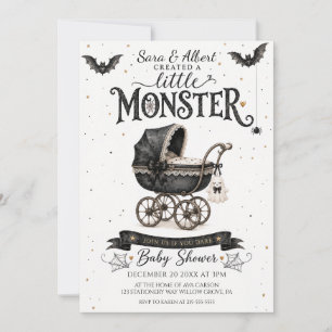 Little Monster Halloween Girl Baby Shower Invitation