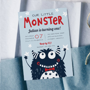 Little Monster Kids Birthday Party Invitation