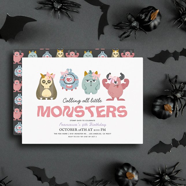 Little Monster Mash Halloween Girl Birthday Invitation (Creator Uploaded)
