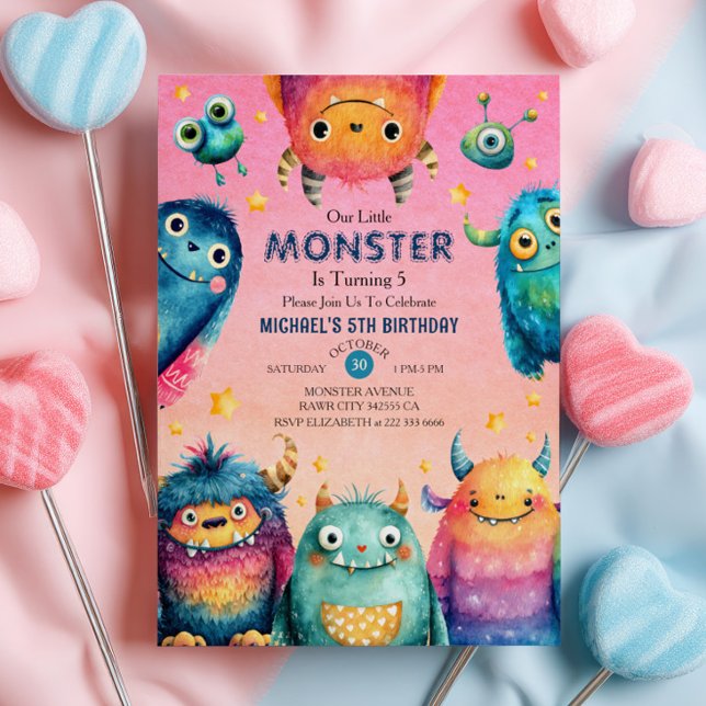 Little Monster Mash Whimsical Kids Birthday Party  Invitation (Creator Uploaded)
