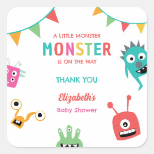 Little Monster on the way Baby Shower Halloween Square Sticker