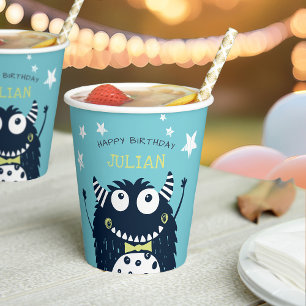 Little Monster Personalised Kids Birthday Party Paper Cups