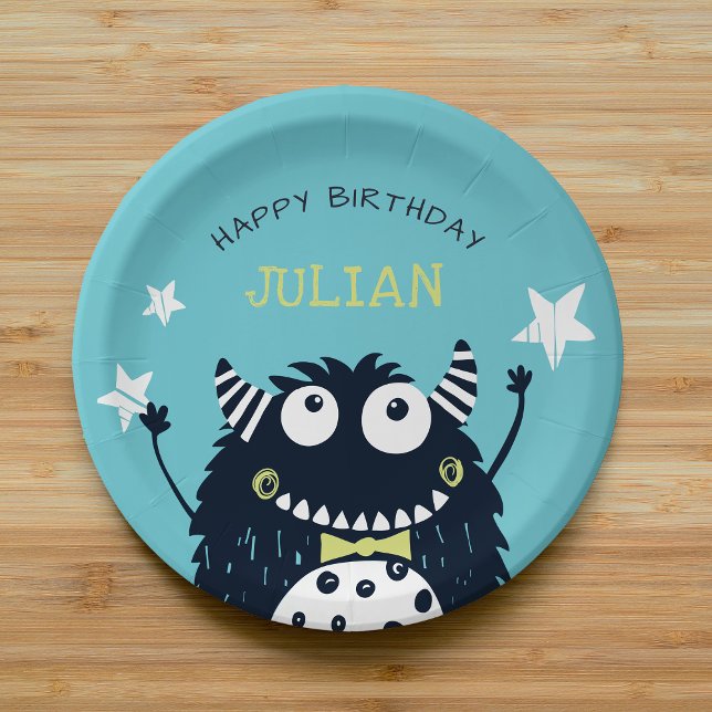 Little Monster | Personalised Kids Birthday Party Paper Plate (Creator Uploaded)
