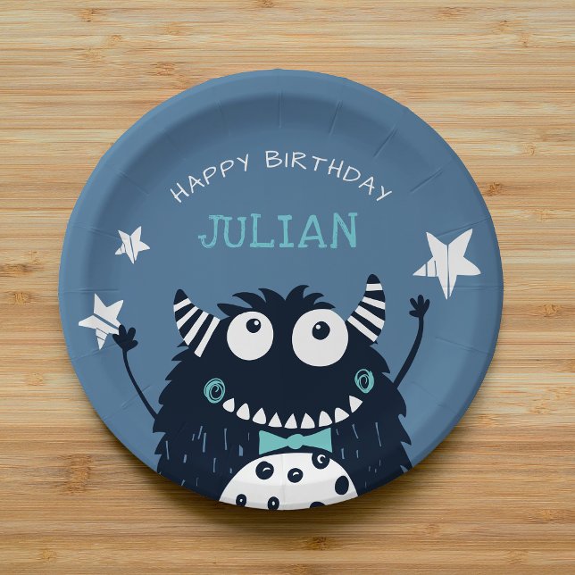 Little Monster | Personalized Kids Birthday Party Paper Plate (Creator Uploaded)