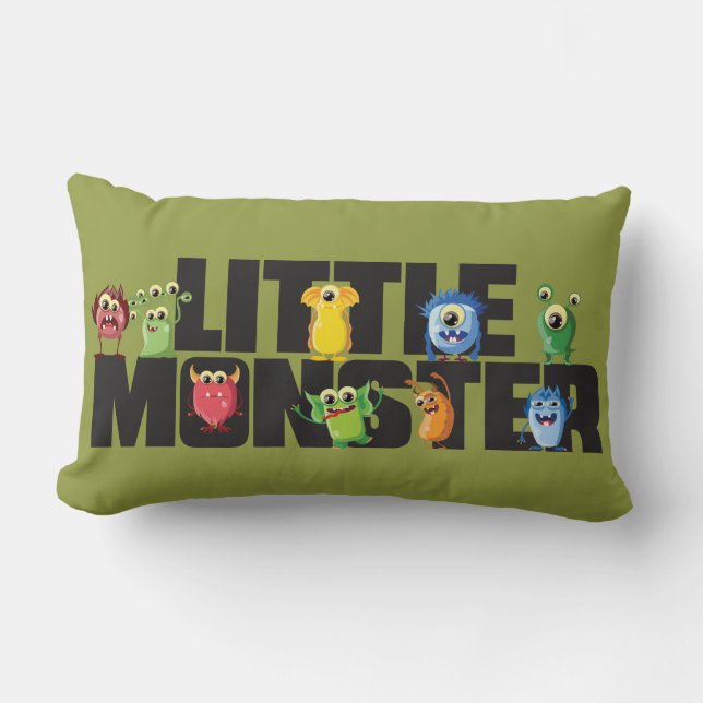 Little Monster Polyester Throw Pillow13" x 21" Lumbar Cushion (Front)