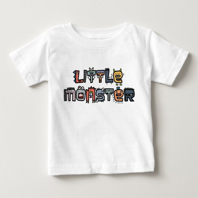 Little Monster -Text Doodles (Pastel) Baby T-Shirt (Front)