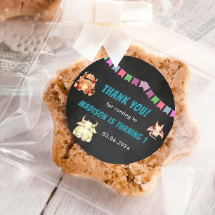 Little Monster Themed Birthday Party Classic Round Sticker