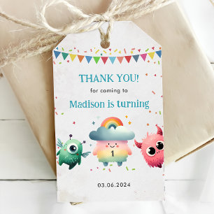 Little Monster Themed Birthday Party Gift Tags