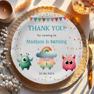 Little Monster Themed Birthday Party Paper Plate