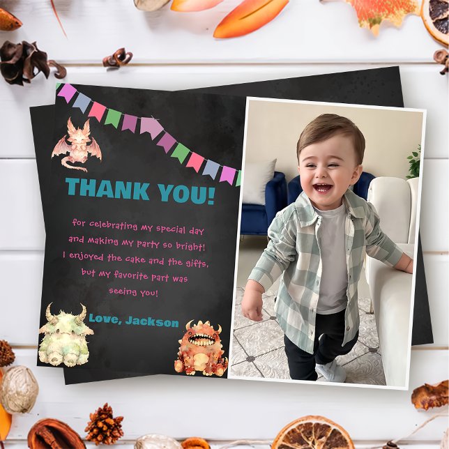 Little Monster Themed Birthday Thank You Card (Creator Uploaded)