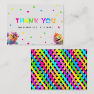 Little Monster watercolor baby shower thank you Card