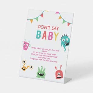 Little Monsters Baby Shower Don’t Say Baby Game Pedestal Sign