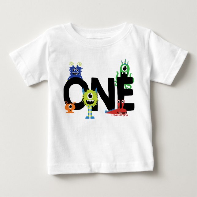 Little Monsters Boy First Birthday Outfit Baby T-Shirt (Front)