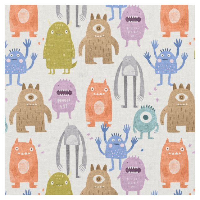 Little monsters kids nursery fabric (Close Up)