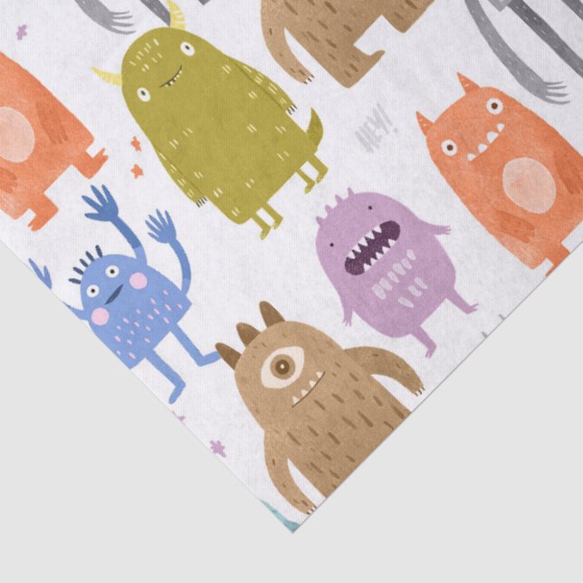 Little monsters kids nursery tissue paper (Detail)