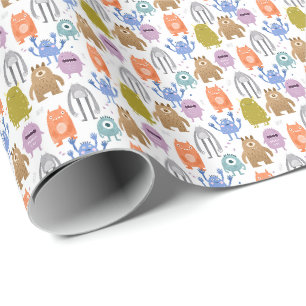Little monsters kids nursery wrapping paper