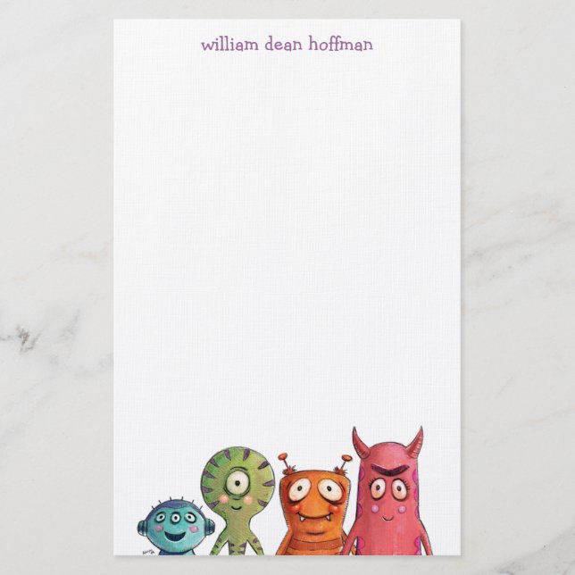 Little Monsters Kids Stationery (Front)