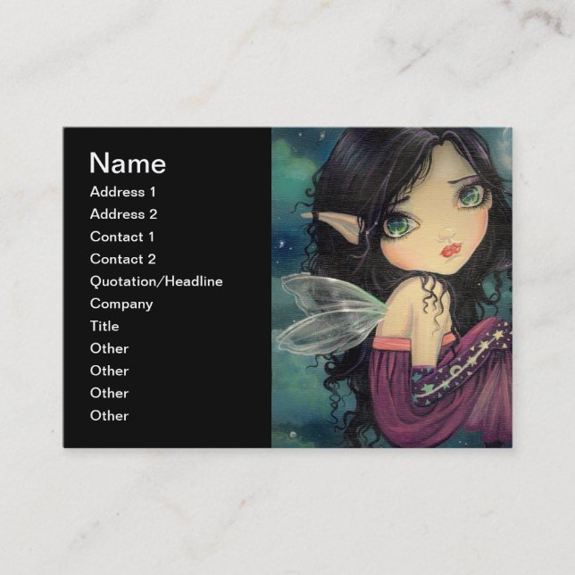 Little Moon Big-Eye Fairy Fantasy Art Business Card (Front)