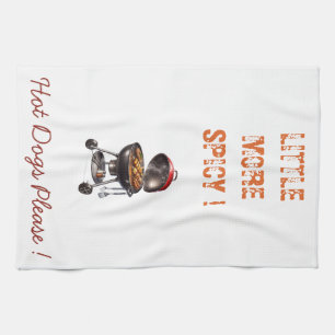 Little More Spicy BBQ Grill Kitchen Towel Design