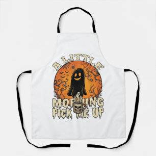 Little Morning Pick Me Up Halloween Ghost Skull Mu Apron