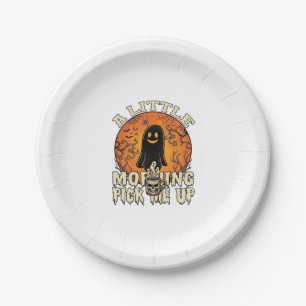 Little Morning Pick Me Up Halloween Ghost Skull Mu Paper Plate