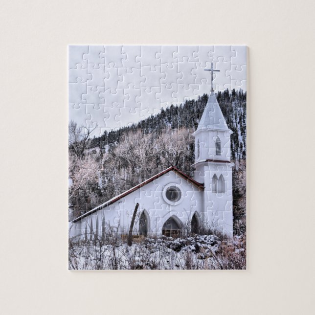 Little Mountain Town Church - 8x10 - 110 pcs Jigsaw Puzzle (Vertical)
