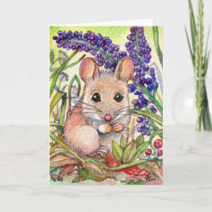Little Mouse and Purple Flowers Card