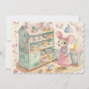 Little mouse at kitchen. holiday card